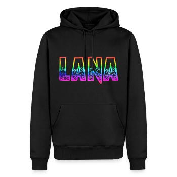 lana rs arc-en-ciel - Sweat à capuche Premium bio Homme - noir - Devant - Nico (187cm)