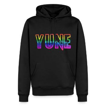 Yune RS Arc-en-ciel - Sweat à capuche Premium bio Homme - noir - Devant - Nico (187cm)