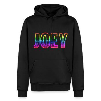 joey rs arc-en-ciel - Sweat à capuche Premium bio Homme - noir - Devant - Nico (187cm)