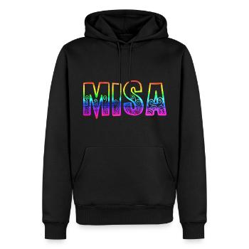 Misa RS Arc-en-ciel - Sweat à capuche Premium bio Homme - noir - Devant - Nico (187cm)