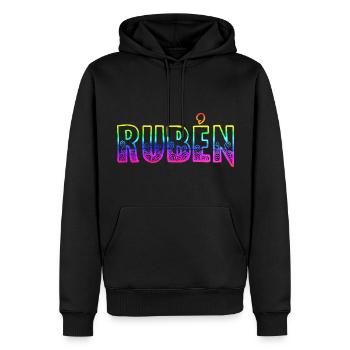 Rubén RS Arc-en-ciel - Sweat à capuche Premium bio Homme - noir - Devant - Nico (187cm)