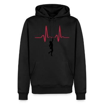 Kletterer und Herzschlag, Klettern - Männer Premium Bio Hoodie - Schwarz - Vorne - Nico (187cm)