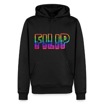 filip rs arc-en-ciel - Sweat à capuche Premium bio Homme - noir - Devant - Nico (187cm)