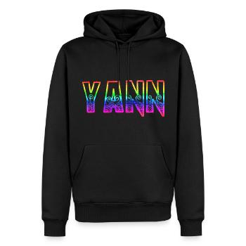 yann rs arc-en-ciel - Sweat à capuche Premium bio Homme - noir - Devant - Nico (187cm)
