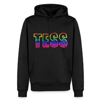 tess rs arc-en-ciel - Sweat à capuche Premium bio Homme - noir - Devant - Nico (187cm)