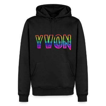 yvon rs arc-en-ciel - Sweat à capuche Premium bio Homme - noir - Devant - Nico (187cm)