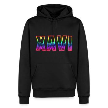 Xavi RS Arc-en-ciel - Sweat à capuche Premium bio Homme - noir - Devant - Nico (187cm)