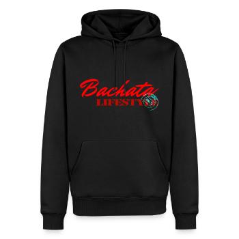 Bachata - Sweat à capuche Premium bio Homme - noir - Devant - Nico (187cm)