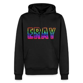 eray rs arc-en-ciel - Sweat à capuche Premium bio Homme - noir - Devant - Nico (187cm)