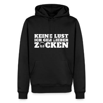 Gaming Ich geh lieber Zocken - Männer Premium Bio Hoodie - Schwarz - Vorne - Nico (187cm)