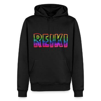 Reiki RS Arc-en-ciel - Sweat à capuche Premium bio Homme - noir - Devant - Nico (187cm)