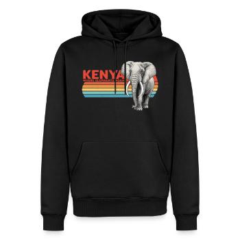 Eléphant Kenya - Sweat à capuche Premium bio Homme - noir - Devant - Nico (187cm)