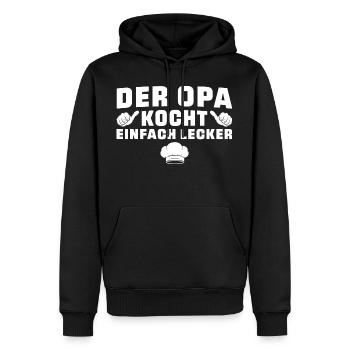 Der Opa kocht einfach lecker - Männer Premium Bio Hoodie - Schwarz - Vorne - Nico (187cm)