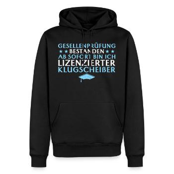 Abschlussprüfung bestanden Ausbildung Geselle - Männer Premium Bio Hoodie - Schwarz - Vorne - Nico (187cm)