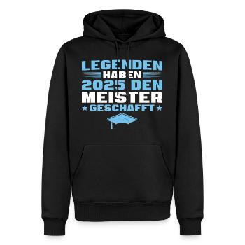 Meisterprüfung Abschluss Meister 2025 - Männer Premium Bio Hoodie - Schwarz - Vorne - Nico (187cm)