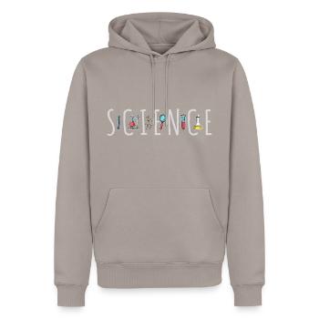 Wissenschaft - Männer Premium Bio Hoodie - Taupe - Vorne - Nico (187cm)