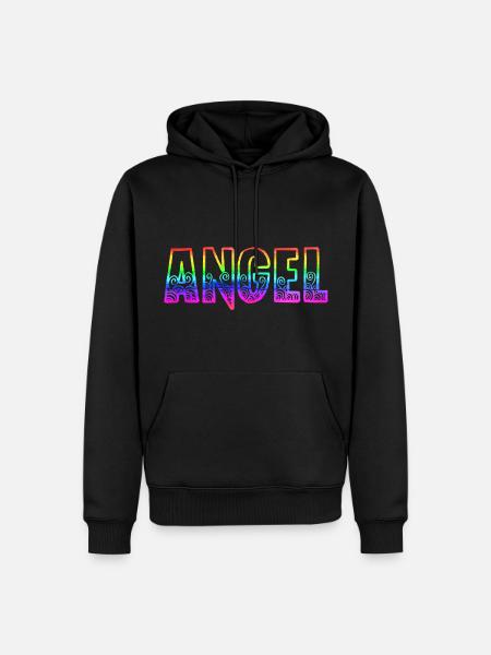 angel rs regenbogen - Männer Premium Bio Hoodie - Schwarz