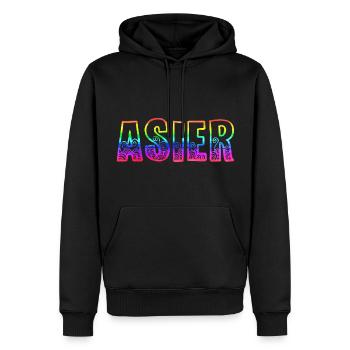 asier rs regenbogen - Männer Premium Bio Hoodie - Schwarz - Vorne - Nico (187cm)