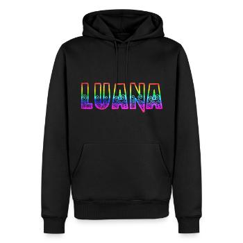 luana rs arc-en-ciel - Sweat à capuche Premium bio Homme - noir - Devant - Nico (187cm)