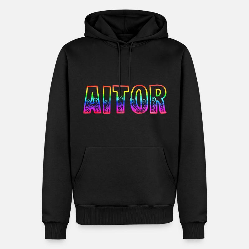 Aitor RS Arc-en-ciel - Sweat à capuche Premium bio Homme - noir