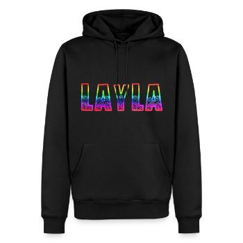 layla rs regenbogen - Männer Premium Bio Hoodie - Schwarz - Vorne - Nico (187cm)