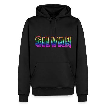 silvan rs arc-en-ciel - Sweat à capuche Premium bio Homme - noir - Devant - Nico (187cm)
