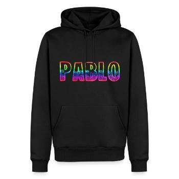 Pablo RS Arc-en-ciel - Sweat à capuche Premium bio Homme - noir - Devant - Nico (187cm)