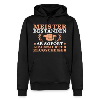 Meister Abschluss bestandene Meisterprüfung - Männer Premium Bio Hoodie - Schwarz - Vorne - Nico (187cm)
