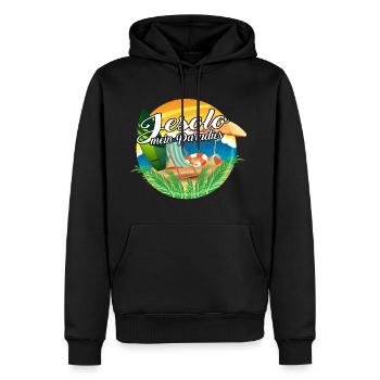 Jesolo - Mein Paradies - Männer Premium Bio Hoodie - Schwarz - Vorne - Nico (187cm)