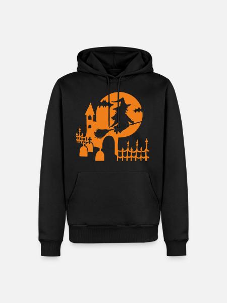 Halloween - witch cemetery - orange - Men’s Premium Organic Hoodie - black