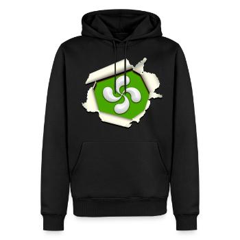 Croix du Pays Basque - Sweat à capuche Premium bio Homme - noir - Devant - Nico (187cm)