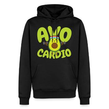 Avo Cardio - Fitness Avocado - Männer Premium Bio Hoodie - Schwarz - Vorne - Nico (187cm)