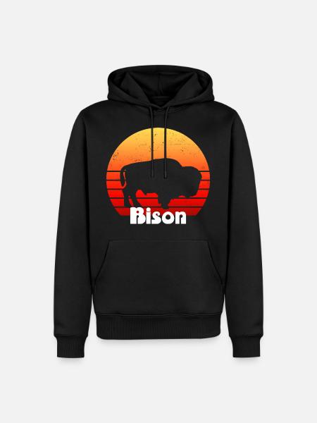 Bison Bison Buffalo Tshirt - Männer Premium Bio Hoodie - Schwarz