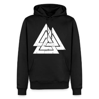 Retro Valknut Wikinger Nordisches Volk Geschenk - Männer Premium Bio Hoodie - Schwarz - Vorne - Nico (187cm)