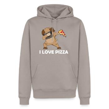Dab Hund - Pizza - I love Pizza - Männer Premium Bio Hoodie - Taupe - Vorne - Nico (187cm)