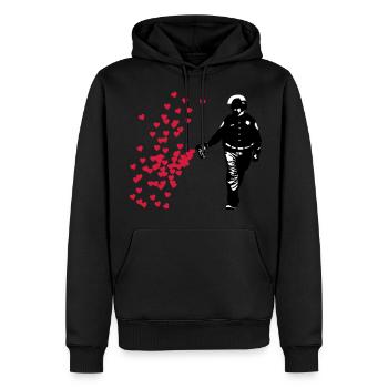 Police Pochoir - Street Art Pepper Spray Cop - Sweat à capuche Premium bio Homme - noir - Devant - Nico (187cm)