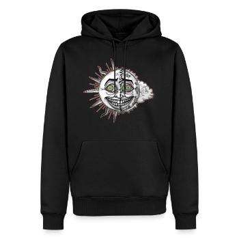 psychedelisch psychedelic Goa Acid Sonne Mond - Männer Premium Bio Hoodie - Schwarz - Vorne - Nico (187cm)
