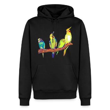Vogelbande Wellensittich und Nymphensittich - Männer Premium Bio Hoodie - Schwarz - Vorne - Nico (187cm)