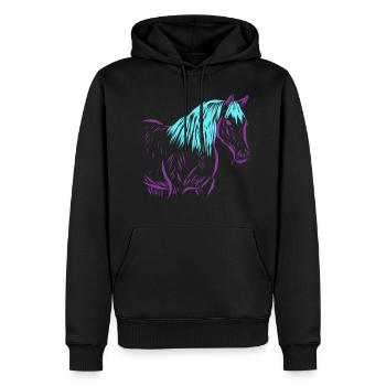 Cheval - Sweat à capuche Premium bio Homme - noir - Devant - Nico (187cm)