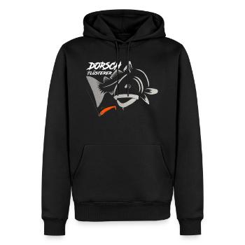 Dorsch Flüsterer Angeln - Männer Premium Bio Hoodie - Schwarz - Vorne - Nico (187cm)
