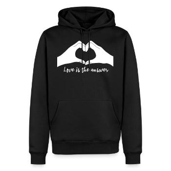 la langue des signes l'amour est la réponse la langue des signes - Sweat à capuche Premium bio Homme - noir - Devant - Nico (187cm)