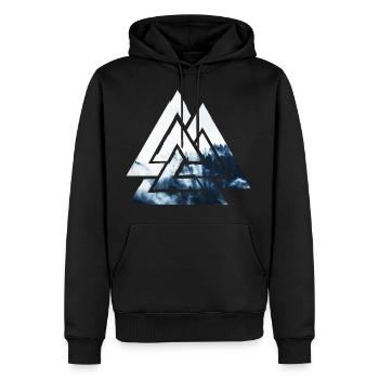 Valknut, Symbol von Odin - Mit Nebelwald - Männer Premium Bio Hoodie - Schwarz - Vorne - Nico (187cm)