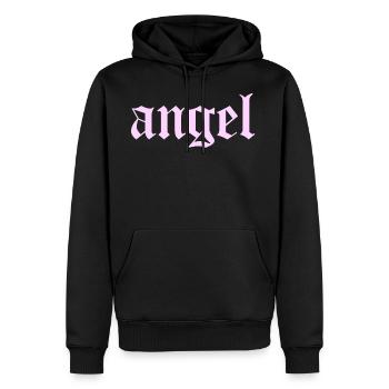 angel - Männer Premium Bio Hoodie - Schwarz - Vorne - Nico (187cm)