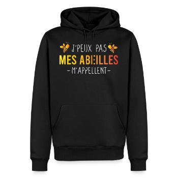 J'peux pas Mes Abeilles M'Appellent / Apiculture - Sweat à capuche Premium bio Homme - noir - Devant - Nico (187cm)