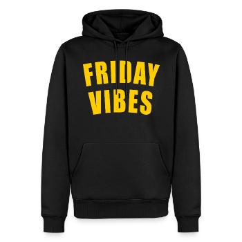 FRIDAY VIBES GESCHENK FREITAG WOCHENTAG WOCHE DAY - Männer Premium Bio Hoodie - Schwarz - Vorne - Nico (187cm)