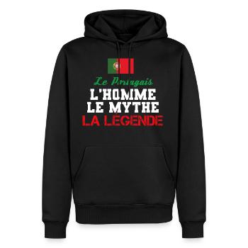Portuguese, man, myth, legend! - Men’s Premium Organic Hoodie - black - Front - Nico (187cm)