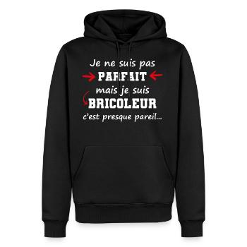 Ich bin nicht perfekt, aber ich bin ein Handwerker - Männer Premium Bio Hoodie - Schwarz - Vorne - Nico (187cm)