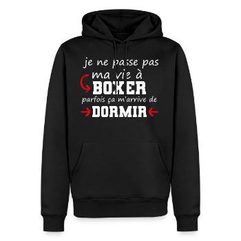 cadeau marrant boxe boxeur - Sweat à capuche Premium bio Homme - noir - Devant - Nico (187cm)