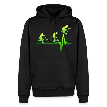 Stunt Scooter ECG Heartbeat Pedal Scooter Gift - Men’s Premium Organic Hoodie - black - Front - Nico (187cm)