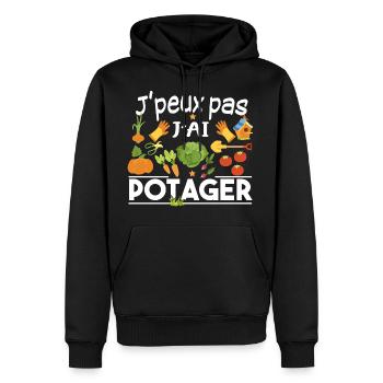 Potager Retraite Jardinier Retraité Jardinage - Sweat à capuche Premium bio Homme - noir - Devant - Nico (187cm)